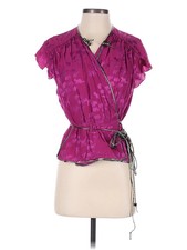 Marc Jacobs Women Purple Short Sleeve Silk Top 4