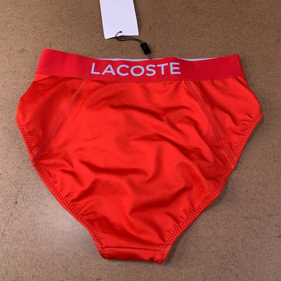 Lacoste 女式 36 码美国 4 码红色超大标志比基尼游泳底全新带标签 — 第 3/4 张图片