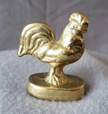 Vintage Miniature Solid Brass Valleau Rooster HEAVY