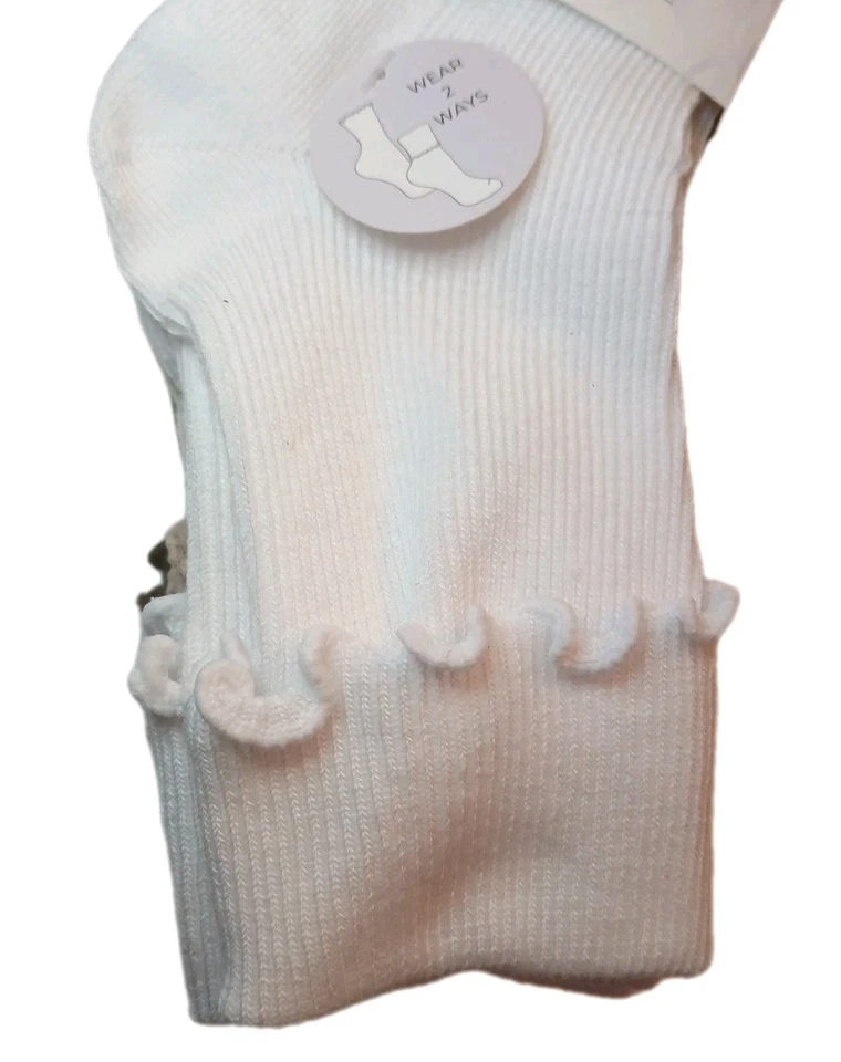 Kensie - 生菜边缘转袖袜 - 5 包 - 尺寸 4-10 - 白色和棕色 - 全新 — 第 4/4 张图片