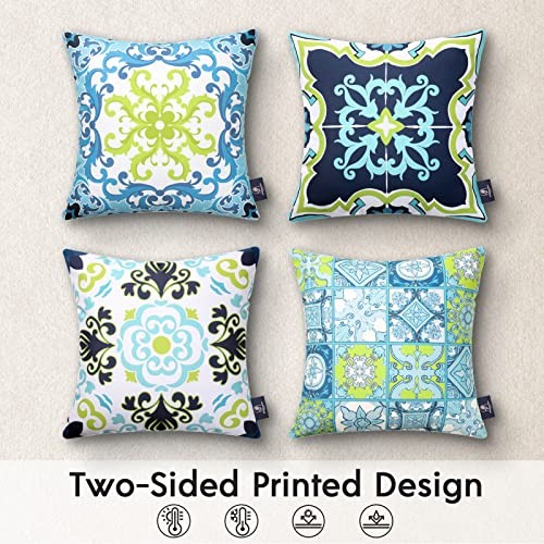 Set of 4 Outdoor Waterproof Throw Pillow 18" x 18" (Pack of 4) Navy/Blue/Green - Bild 5 von 6
