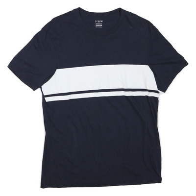 J.CREW Herren Navyblau Weiß Grafik Modern T-Shirt M Kurzarm Rundhalsausschnitt