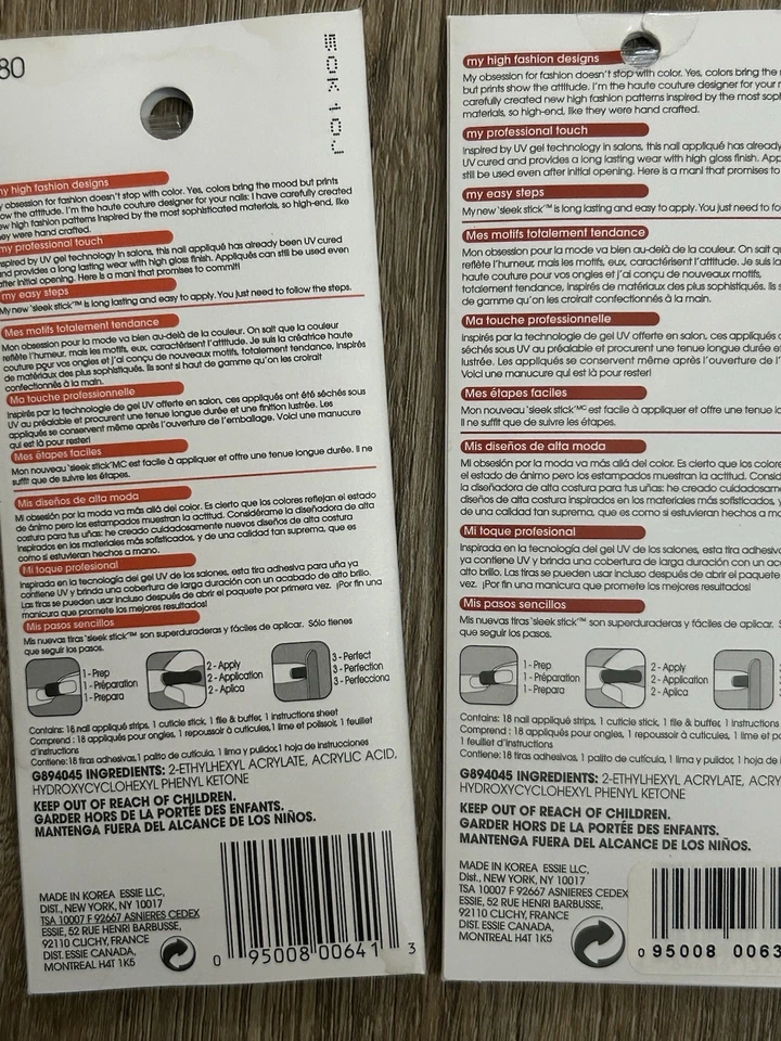 Aplique de uñas curado UV Essie Sleek Stick. Larga duración. Nuevo en paquete, dos juegos. Foto 4 de 4