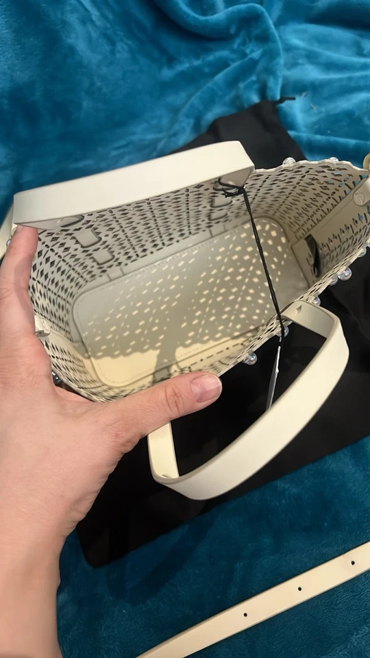 ZAC POSEN 迷你花边购物斜挎包蛋壳珍珠耳钉全新带标签 — 第 4/4 张图片