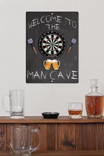 Welcome to the Man Cave Metal Sign Dartboard Beer Bar Decor 9x12 12x18 Inches