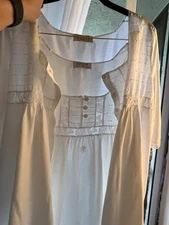 Feraud Paris Set Of Nightgown And Robe, Cotton And Lace,White, Size M