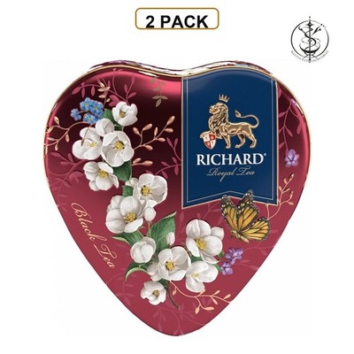 2 PACK - Royal Heart RICHARD Ceylon Black Tea  Bergamot cream flavour Gift TIN