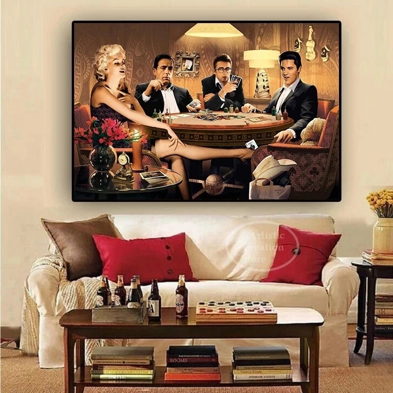 Marilyn Monroe Elvis Presley James Dean Humphrey Bogart Decoración Pared PÓSTER LIENZO Foto 3 de 4