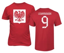 Poland Soccer #9 Robert Lewandowski World Football Adult and Youth T-Shirt