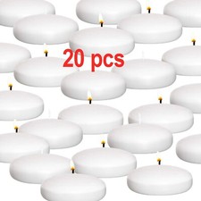 10 Hour Floating Candles, 3  White Unscented Dripless Wax Discs, Cylinder Vases