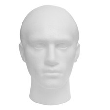 Male Mannequin Head Polystyrene Display for Hats Wigs Glasses Stand White RETAIL