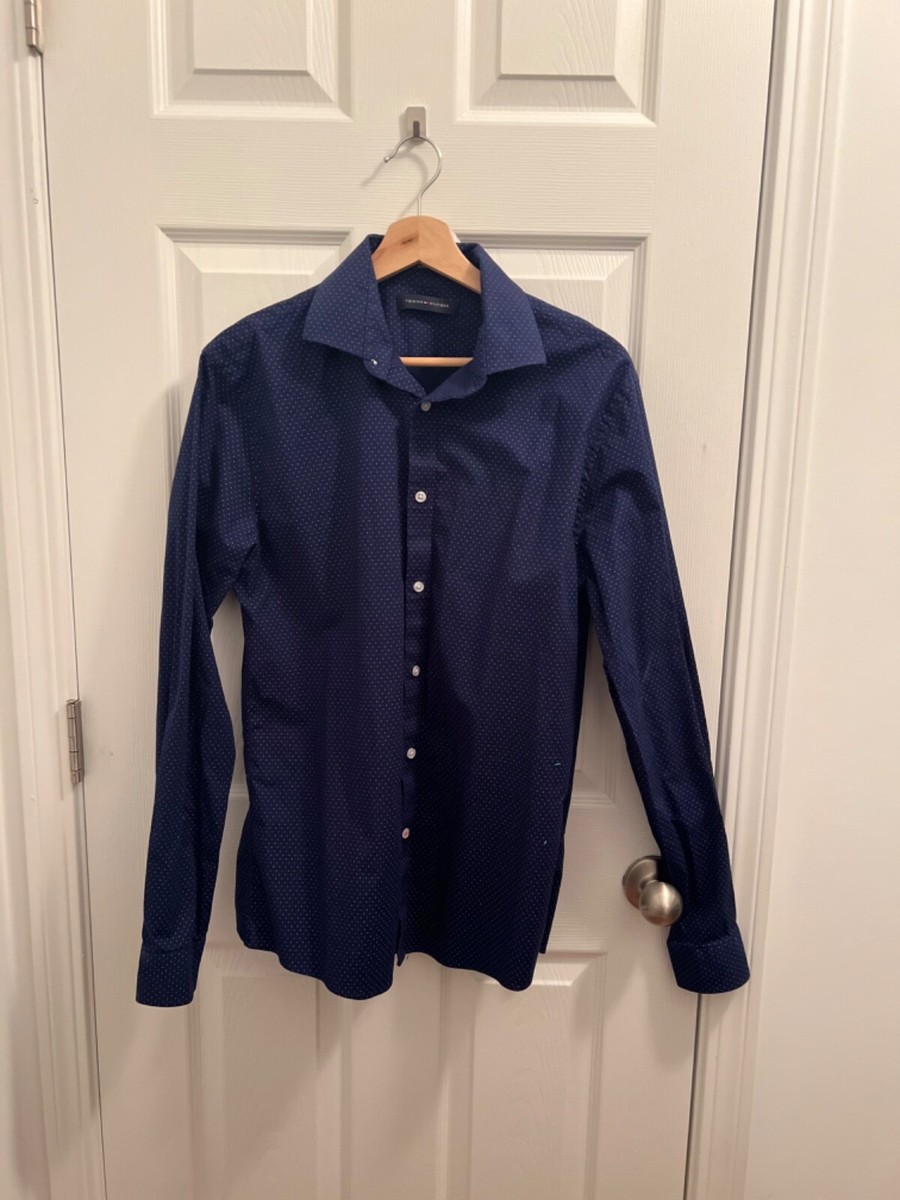 navy blue tommy hilfiger dress shirt Slim Fit Oxford Shirt