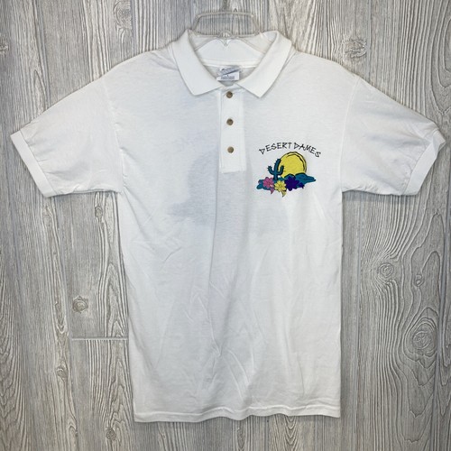 Desert Dames Motorcycle Club Polo Shirt, White Size Small, Front & Back Prints - Picture 2 of 10