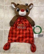 Christmas Rudolph The Red Nose Reindeer Baby Lovey Plush Soft Toy Rattle Merry