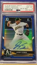 Jeremy Eierman - 2018 Bowman Chrome Draft Blue Refractor Autograph   PSA 8  