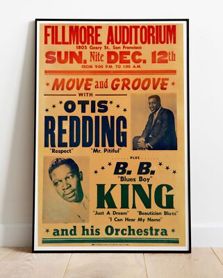 Otis Redding BB King 1965 Fillmore Konzert Tour Foto/Poster bis 36 Zoll