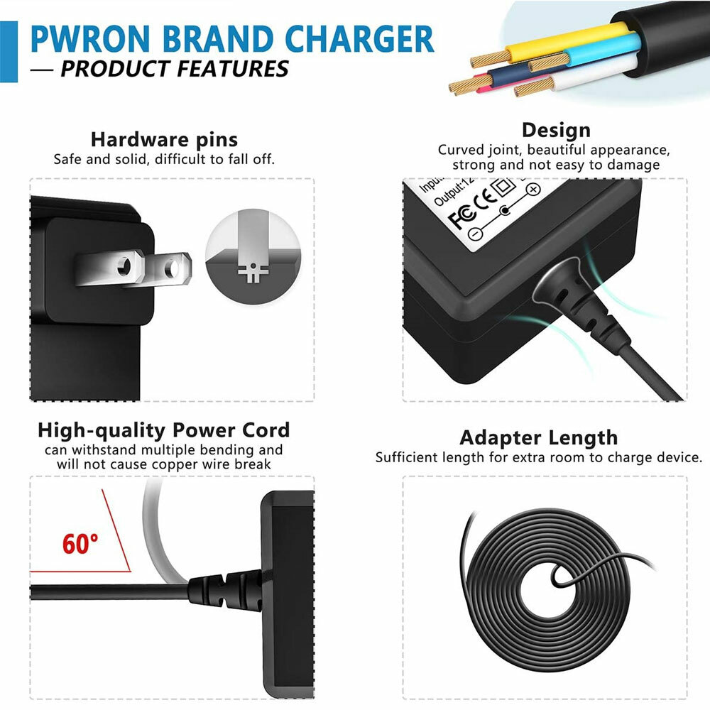 PwrON AC DC Adapter Charger for UEME PD-0091-RED PD-1010-WHITE DVD Player Power