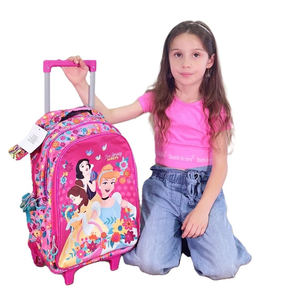 Principesse Set Zaino Trolley Grande Astuccio 3zip Scuola Elementare Bambina - Immagine 2 di 4