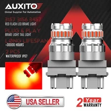 AUXITO 3157 Red LED Strobe Flashing Blinking Brake Stop Tail Light Parking Bulb