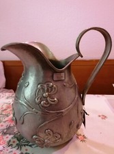 Brocca Puro Peltro, Cesellata a Mano,Osvaldo Monti, Milano