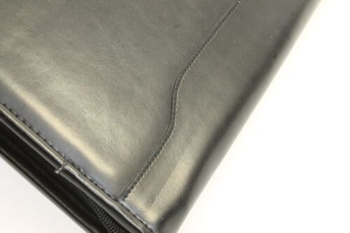 Alessandro Venanzi Italian Leather Padfolio w/Pockets & Pen 13-3/4" x 10" Black - Picture 9 of 14