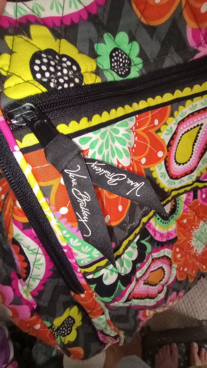 Vera Bradley Campus Backpack in the retired Ziggy Zinnia pattern.  Vera Bradley Quilted Campus Backpack Ziggy Zinnia Pattern  main image 3