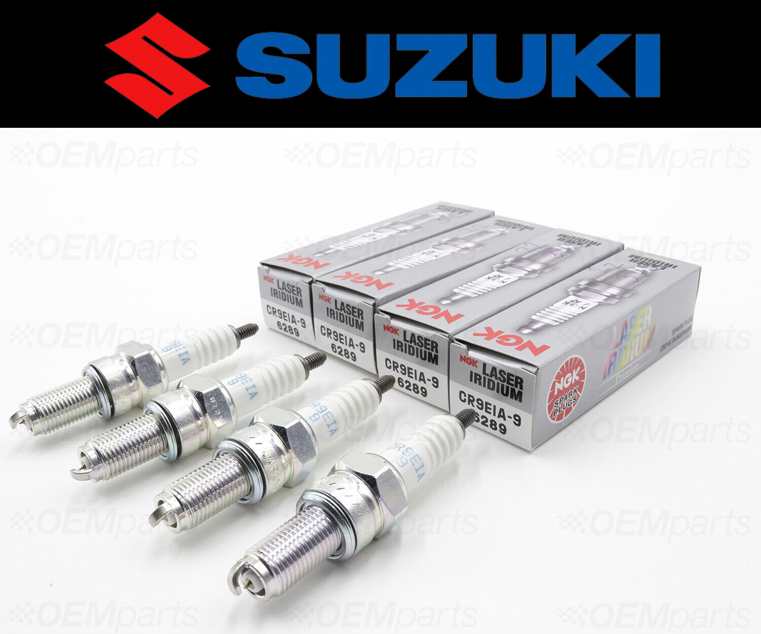 Set of (4) NGK CR9EIA-9 Spark Plug Suzuki (See Fitment Chart) #09482-00558