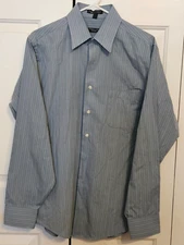 Geoffrey Beene Fitted Wrinkle Free Blue Men's Size L 16 34/35