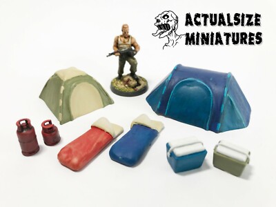 Tischplatte 8 Stück Lagerzelte Landschaft Walking Dead Zombie Apokalypse (1/56) 28 mm