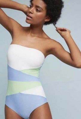 NEW Anthropologie Allihop Colorblock Convertible Swimsuit One
