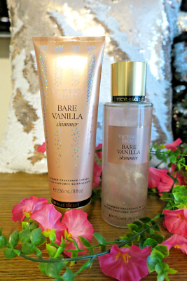BARE VANILLA SHIMMER SET  VICTORIA'S SECRET Perfume MIST FRAGRANCE LOTION 8.4oz