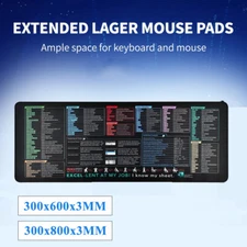 Excel Shortcut Keys Mouse Pad - Upgraded Pro Version, Extended Office Desk Mat