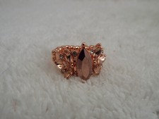 Rose-Goldtone Rhinestone Ring  Stretchband Size 8 C3 