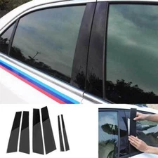 6x For Cadillac CT4 2020-2024 Piano Black PC Window BC Pillar Post Cover Sticker