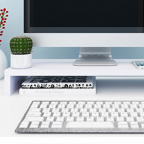Monitor Stand Laptop Elevated Rack Heightening Storage Riser White - Afbeelding 10 van 12