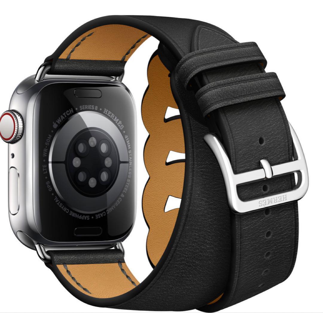 【HERMES直営】シリーズ8 Hermes Double Tour 41mm Gourmette Hermes Apple Watch Noir Gourmette Double Tour Black 41mm