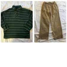 Boys Size 7 Mixed Lot of 2 pcs Green Shirt Beige Pants
