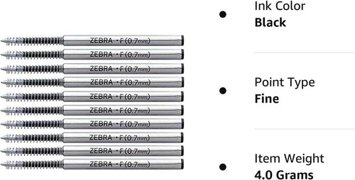 Zebra Pen Refills 0.7Mm Pack of 10 F-701 - Picture 4 of 12