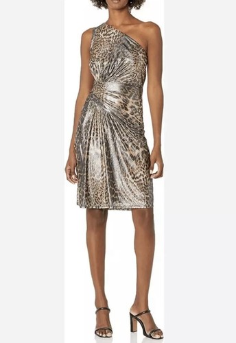 NWT SHO by Tadashi Shoji Leopard One Shoulder Shift Dress Size XL MSRP $262 - 第 1/11 張圖片