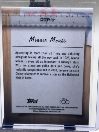 2023 TOPPS DISNEY CHROME 100 MINNIE MOUSE OTP-7 BLUE “19/23” - Picture 2 of 2