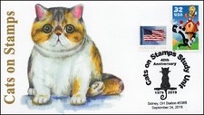 19-245, 2019, gatos en estampillas, matasellos ilustrados, portada de evento, Sidney OH
