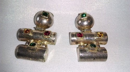 Boucles D'oreilles Clips Vintage Moderniste - Sculpturales - Occasion