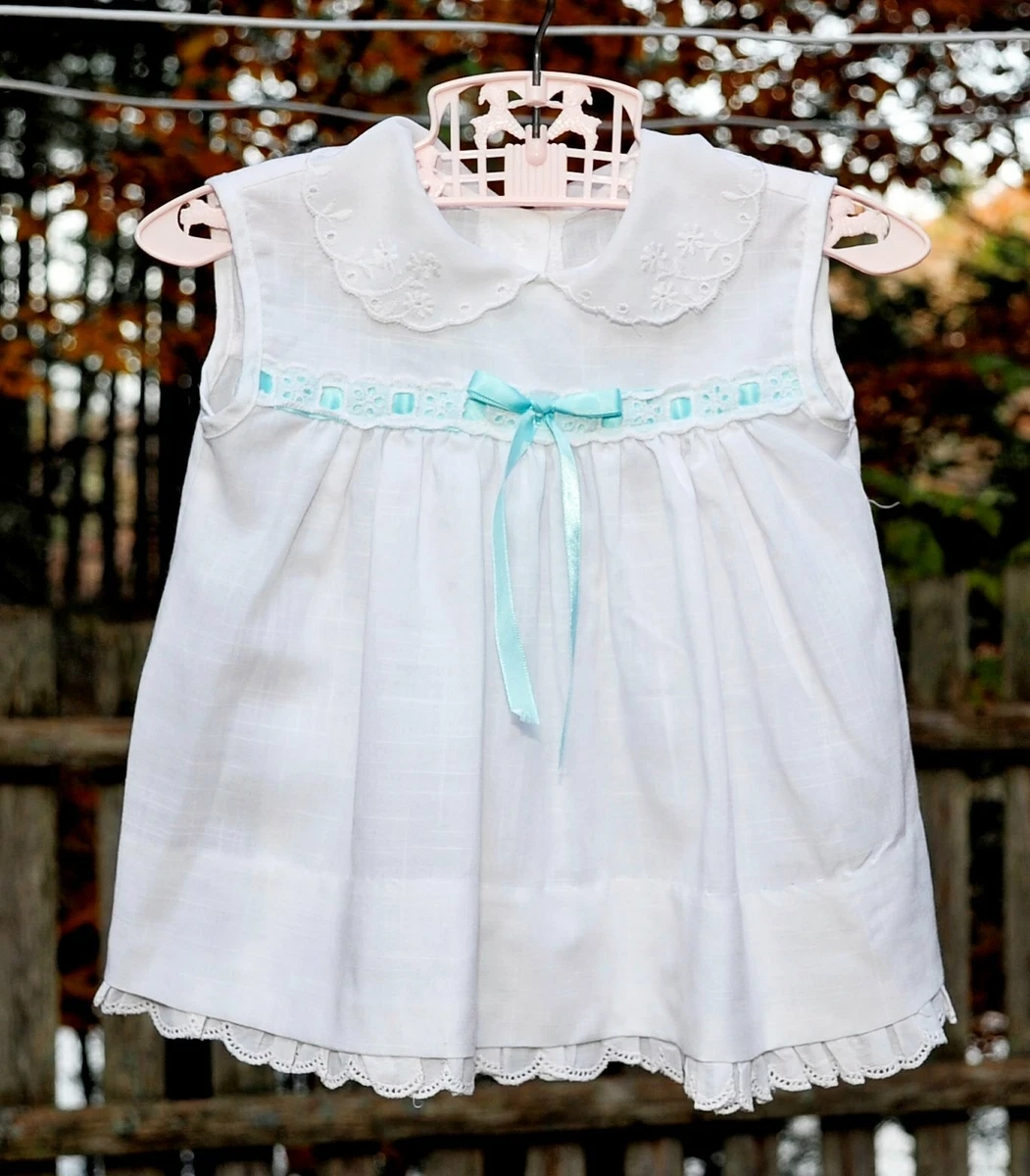 Vintage 80 s Little Girls White Easter Party Dress w Eyelet from