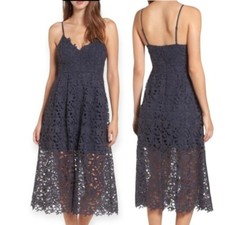 🌻ASTR The Label Dark Eggplant Lace A-Line Midi Dress Size Small