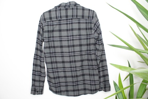 Brixton button shirt men S size plaid cotton black gray - Picture 6 of 8