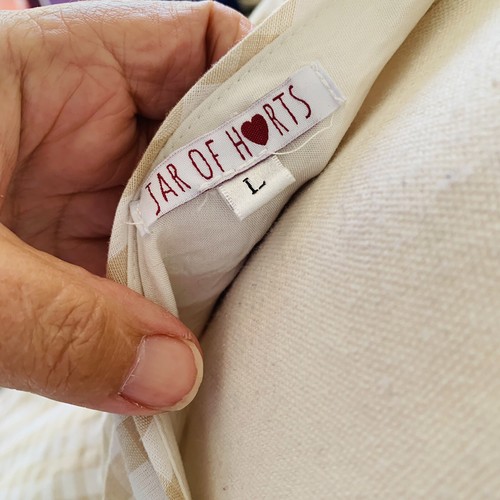 Jar Of Hearts Tan White Gingham Tiered Maxi Dress Size L One Shoulder - Picture 7 of 9