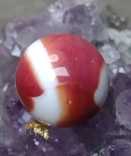 Epic Deep Red Ruby Ribbon Rainbo Style Patch Marble King Vintage Marbles .60"