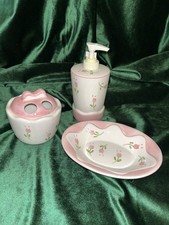 Hand Painted Ceramic Tulip Bath Set SoapDish ...