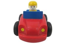 Vintage Battat Windup Roadster Race Car Toy Red  Yellow 4" - Good Condition