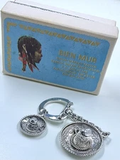 VTG MEXICO 925 Sterling Silver Sombrero Keychain & Small Charm Maker Mark w Box